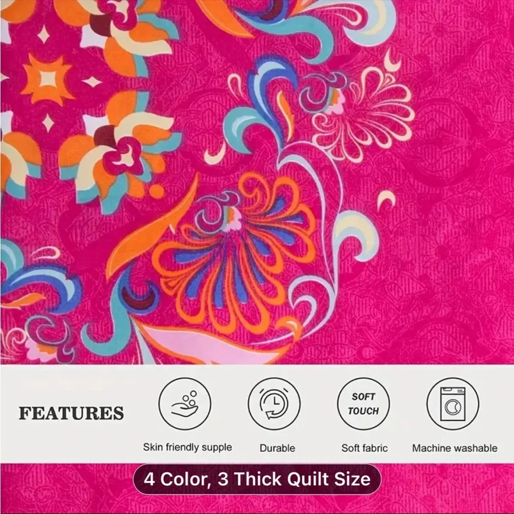 Vibrant Multicolor Quilt Set Bohemian. NWOT - Picture 3 of 5